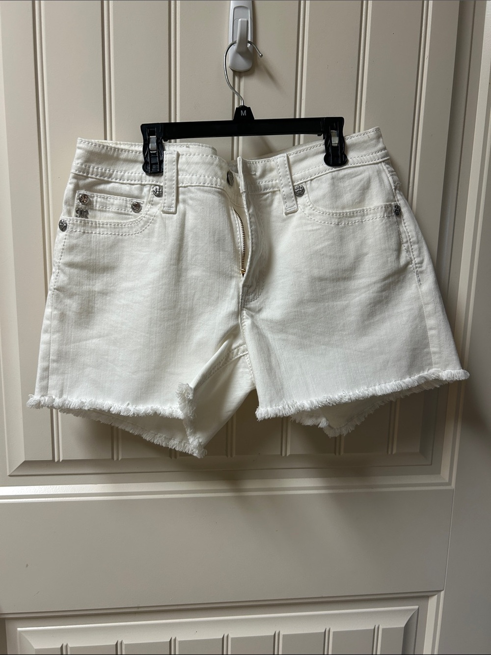 Miss Me White Frayed Hem Denim Shorts